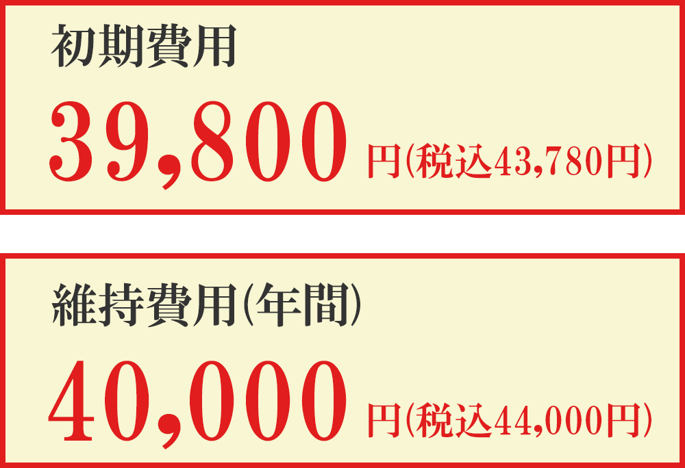 維持費用・年間　税込44,000円